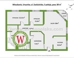 Mieszkanie na sprzedaż, Warszawa M. Warszawa Ursynów Zaolziańska, 1 749 000 zł, 90 m2, MS-158927