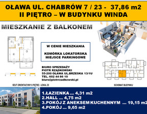 Mieszkanie na sprzedaż, Oławski (Pow.) Oława Chabrów, 399 423 zł, 37,86 m2, 474