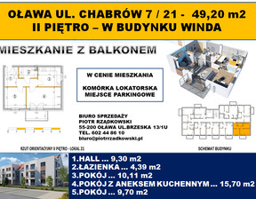 Mieszkanie na sprzedaż, Oławski (Pow.) Oława Chabrów, 519 574 zł, 49,72 m2, 477