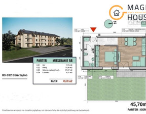 Mieszkanie na sprzedaż, Kartuski Kartuzy Dzierżążno, 395 000 zł, 45,7 m2, MG144792