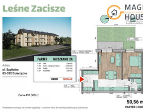 Mieszkanie na sprzedaż, Kartuski Kartuzy Dzierżążno, 410 000 zł, 50,56 m2, MG602099