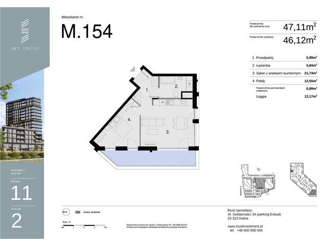 Mieszkanie w inwestycji Sky Trust etap II, symbol M154 » nportal.pl