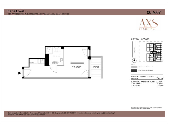 Mieszkanie w inwestycji AXS Residence, budynek Rezerwacja, symbol 06.A.07 » nportal.pl