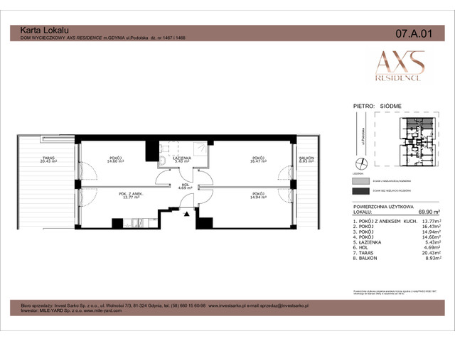 Mieszkanie w inwestycji AXS Residence, budynek Rezerwacja, symbol 07.A.01 » nportal.pl