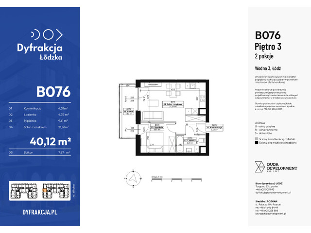 Mieszkanie w inwestycji Dyfrakcja Łódzka, symbol B076 » nportal.pl