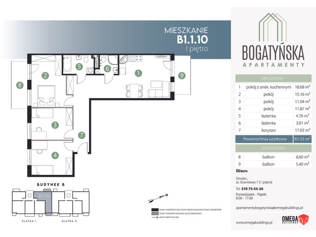 Mieszkanie w inwestycji Bogatyńska Apartamenty, symbol B-B1.1.10 » nportal.pl