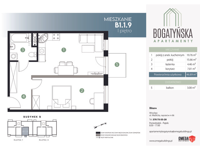 Mieszkanie w inwestycji Bogatyńska Apartamenty, symbol B-B1.1.9 » nportal.pl