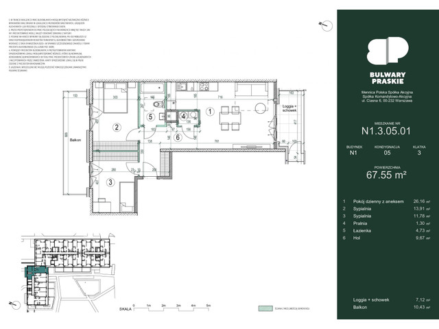 Mieszkanie w inwestycji Bulwary Praskie, symbol N1.3.05.01 » nportal.pl