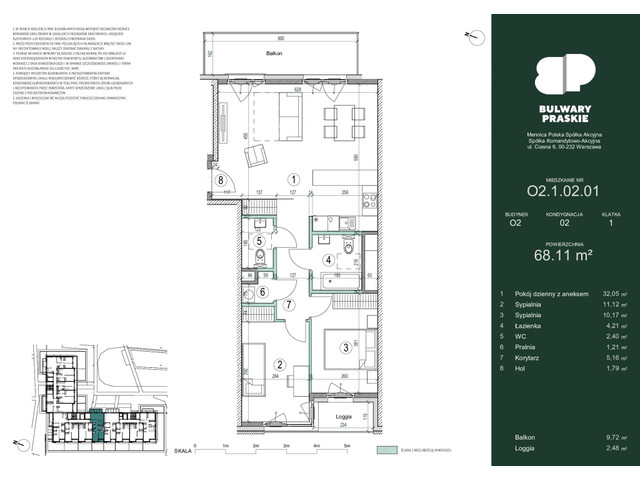 Mieszkanie w inwestycji Bulwary Praskie, symbol O2.1.02.01 » nportal.pl