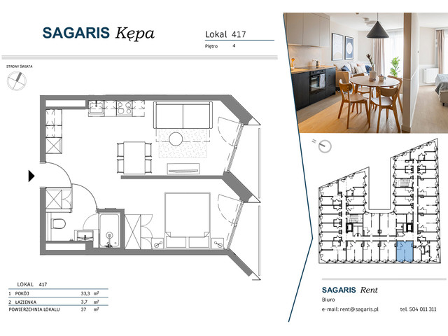 Komercyjne w inwestycji SAGARIS KĘPA, budynek Smart Suite, symbol 417 » nportal.pl