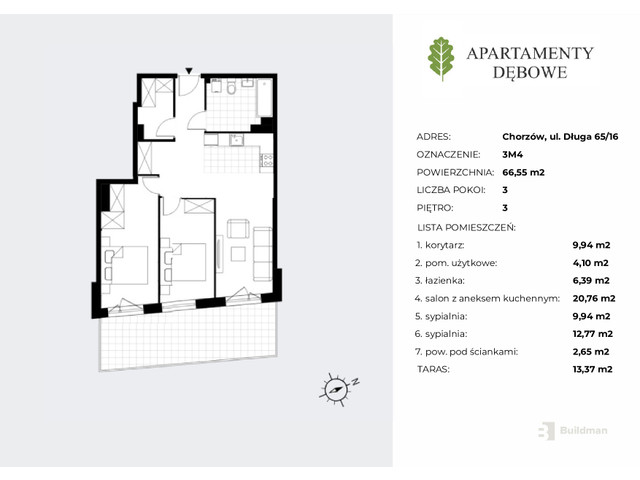 Mieszkanie w inwestycji Apartamenty Dębowe, symbol 3M4 » nportal.pl