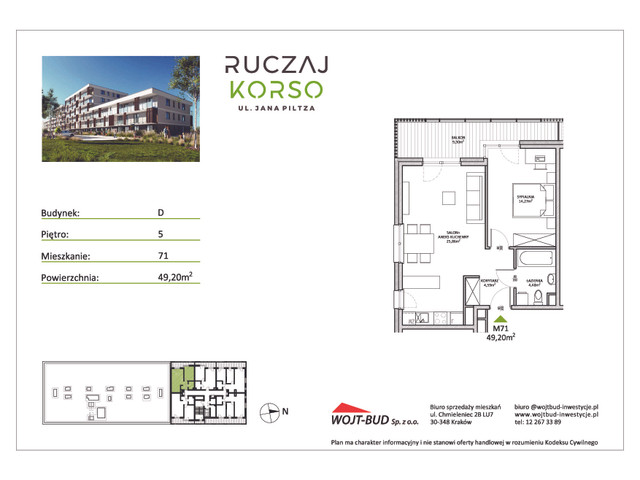 Mieszkanie w inwestycji RUCZAJ KORSO ETAP III, budynek Rezerwacja, symbol D71 » nportal.pl