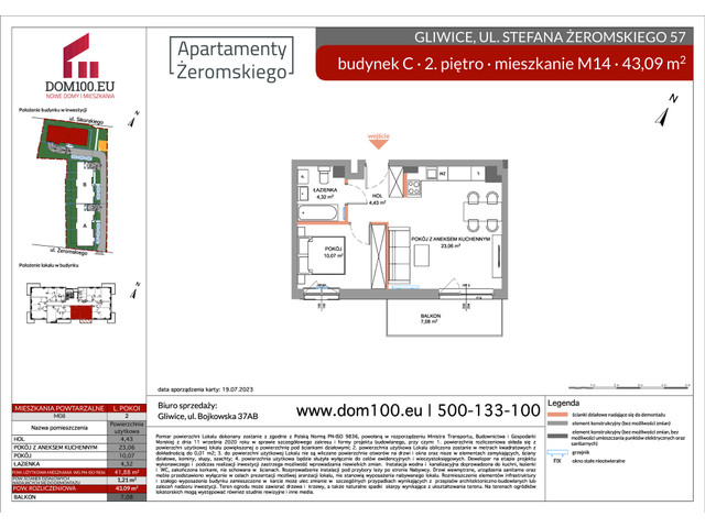 Mieszkanie w inwestycji APARTAMENTY ŻEROMSKIEGO, symbol C14 » nportal.pl