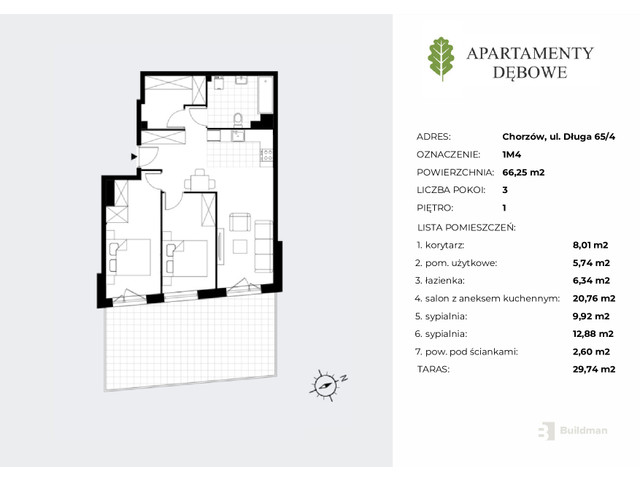 Mieszkanie w inwestycji Apartamenty Dębowe, symbol 1M4 » nportal.pl