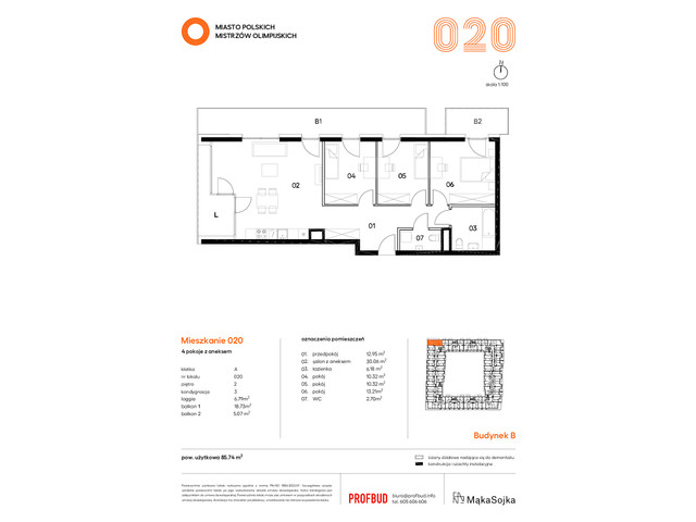 Mieszkanie w inwestycji Miasto Polskich Mistrzów Olimpijskich , symbol B/01/02/A020 » nportal.pl