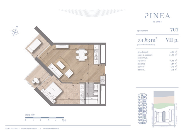 Mieszkanie w inwestycji PINEA Resort | Apartamenty inwestycyj..., budynek Pinea / apartament przy plaży, symbol 702 » nportal.pl