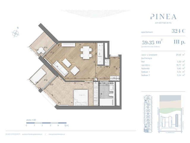 Mieszkanie w inwestycji PINEA Resort | Apartamenty inwestycyj..., budynek Pinea / apartament przy plaży gotowy do odbioru, symbol 324 » nportal.pl