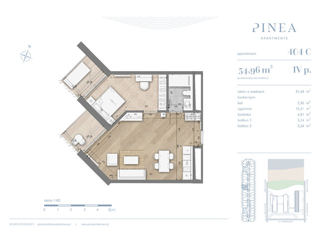 Mieszkanie w inwestycji PINEA Resort | Apartamenty inwestycyj..., budynek Pinea / apartament przy plaży gotowy do odbioru, symbol 404 » nportal.pl