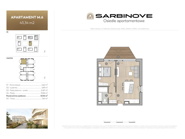 Mieszkanie w inwestycji Sarbinove Osiedle Apartamentowe, budynek Rezerwacja, symbol B1.M.6 » nportal.pl