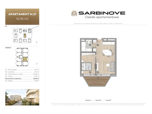 Mieszkanie w inwestycji Sarbinove Osiedle Apartamentowe, budynek Rezerwacja, symbol B1.M.21 » nportal.pl