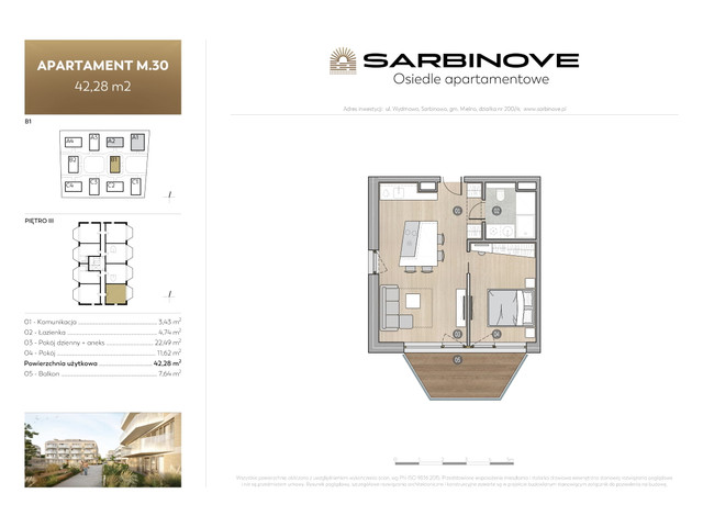 Mieszkanie w inwestycji Sarbinove Osiedle Apartamentowe, budynek Rezerwacja, symbol B1.M.30 » nportal.pl