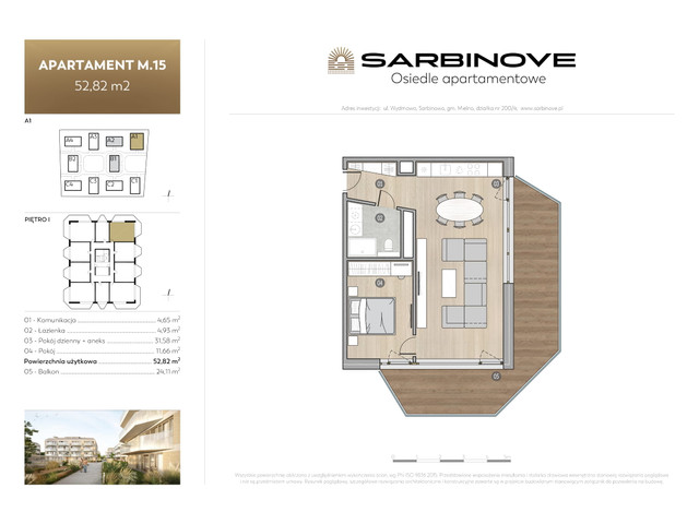 Mieszkanie w inwestycji Sarbinove Osiedle Apartamentowe, symbol A1.M.15 » nportal.pl