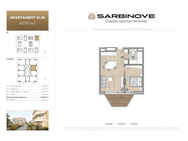 Mieszkanie w inwestycji Sarbinove Osiedle Apartamentowe, budynek Rezerwacja, symbol A1.M.26 » nportal.pl