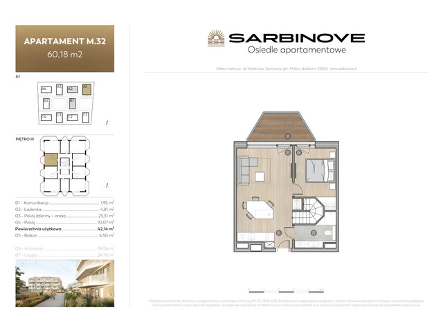 Mieszkanie w inwestycji Sarbinove Osiedle Apartamentowe, budynek Rezerwacja, symbol A1.M.32 » nportal.pl