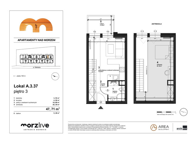 Mieszkanie w inwestycji Morzlive, budynek z antresolą, symbol A.3.37 » nportal.pl