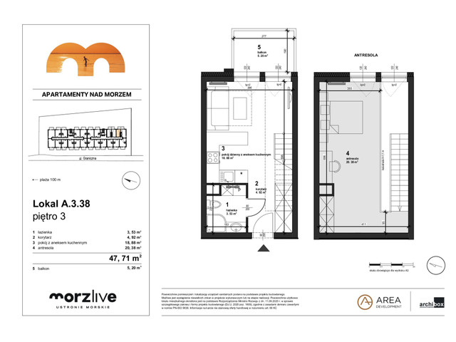 Mieszkanie w inwestycji Morzlive, budynek z antresolą, symbol A.3.38 » nportal.pl