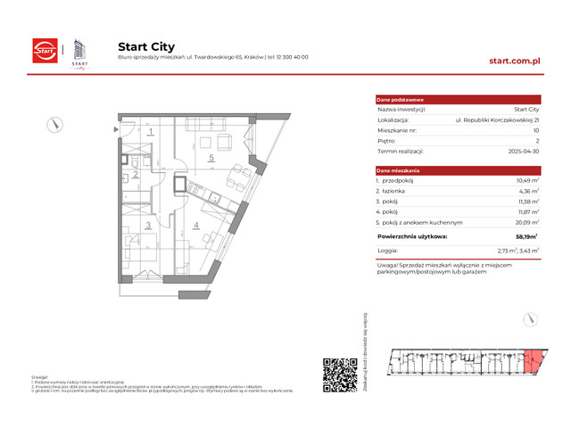 Mieszkanie w inwestycji Start City Etap IV, symbol 21/10 » nportal.pl