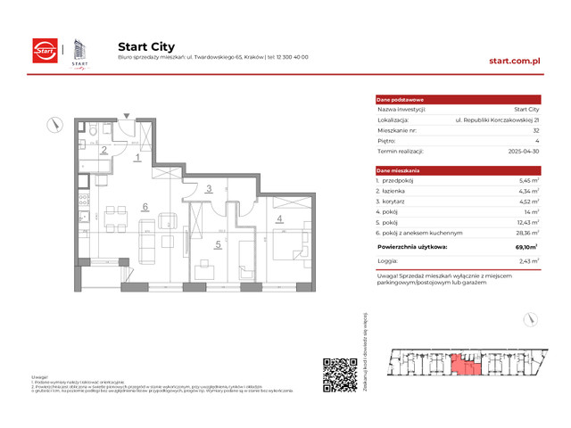 Mieszkanie w inwestycji Start City Etap IV, symbol 21/32 » nportal.pl