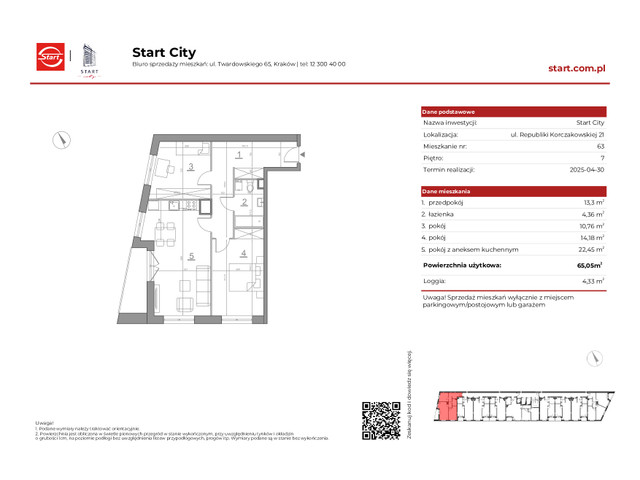 Mieszkanie w inwestycji Start City Etap IV, symbol 21/63 » nportal.pl