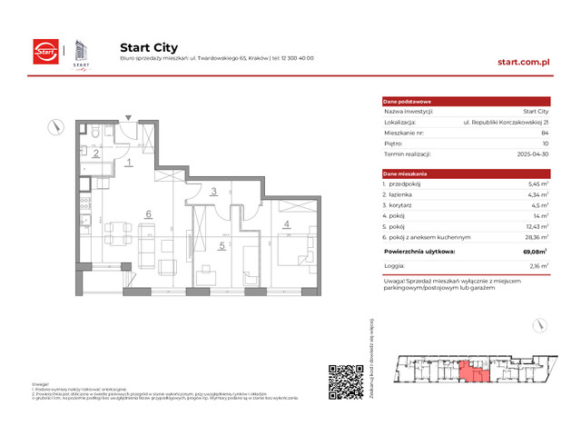 Mieszkanie w inwestycji Start City Etap IV, symbol 21/84 » nportal.pl