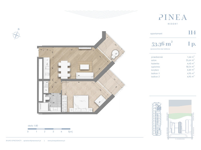Mieszkanie w inwestycji PINEA Apartments | Apartamenty tuż pr..., budynek Pinea / apartament przy plaży, symbol 114 » nportal.pl