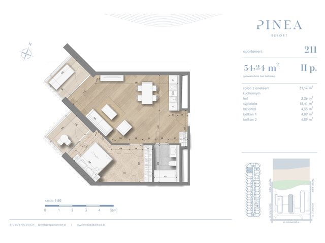 Mieszkanie w inwestycji PINEA Apartments | Apartamenty tuż pr..., symbol 211 » nportal.pl