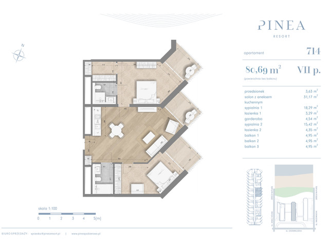 Mieszkanie w inwestycji PINEA Apartments | Apartamenty tuż pr..., symbol 714 » nportal.pl
