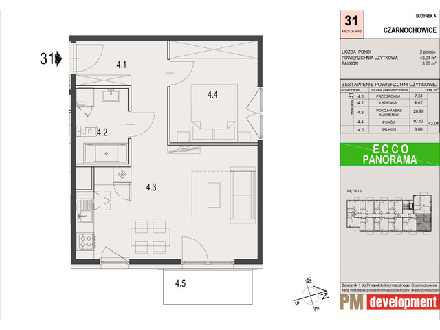 Mieszkanie w inwestycji ECCO PANORAMA, symbol A.31 » nportal.pl