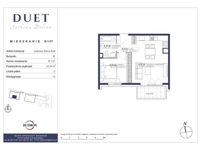 Mieszkanie w inwestycji Duet Jaśkowa Dolina, symbol B.1.07 » nportal.pl