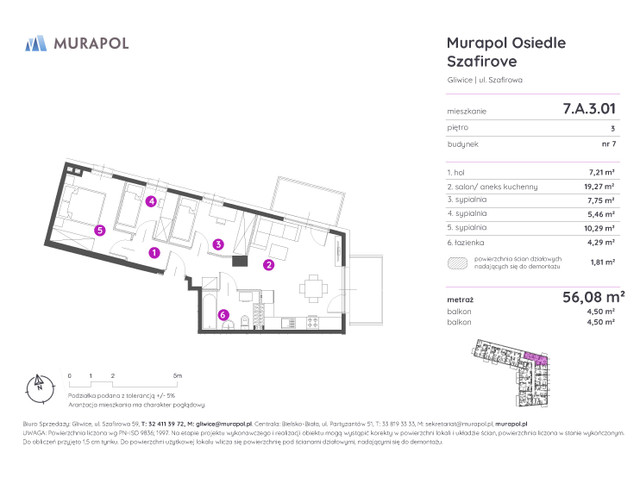 Mieszkanie w inwestycji Murapol Osiedle Szafirove, symbol 7.A.3.01 » nportal.pl