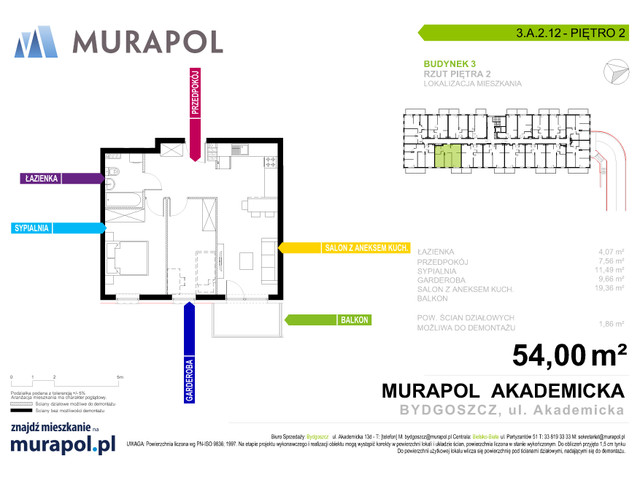 Mieszkanie w inwestycji Murapol Osiedle Akademickie, symbol 3.A.2.12 » nportal.pl