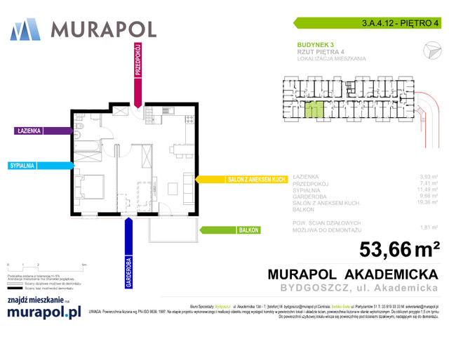 Mieszkanie w inwestycji Murapol Osiedle Akademickie, symbol 3.A.4.12 » nportal.pl