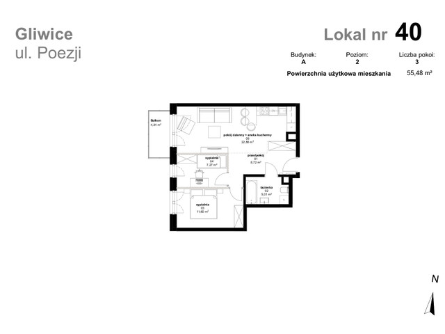 Mieszkanie w inwestycji Osiedle Poezji w Gliwicach, symbol A40 » nportal.pl