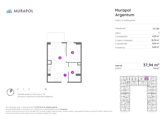 Mieszkanie w inwestycji Murapol Argentum, symbol 1.C.1.05 » nportal.pl