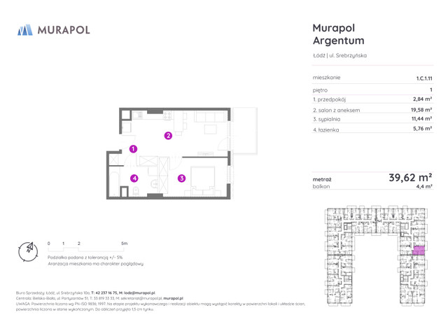 Mieszkanie w inwestycji Murapol Argentum, symbol 1.C.1.11 » nportal.pl