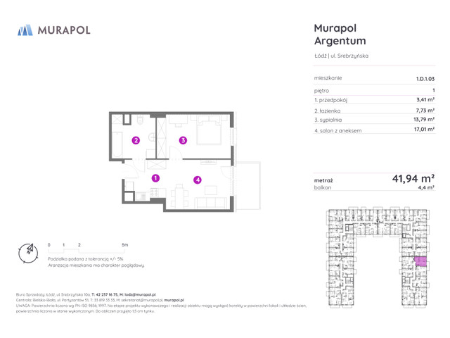 Mieszkanie w inwestycji Murapol Argentum, symbol 1.D.1.03 » nportal.pl