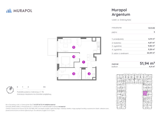 Mieszkanie w inwestycji Murapol Argentum, symbol 1.D.3.02 » nportal.pl