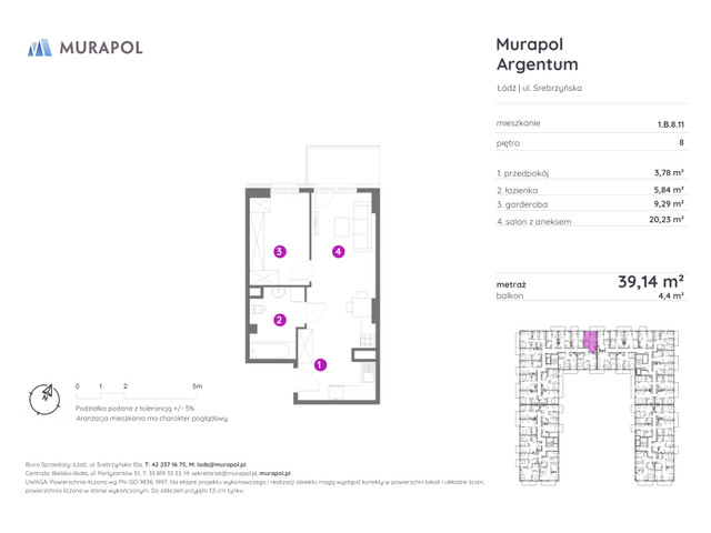 Mieszkanie w inwestycji Murapol Argentum, symbol 1.B.8.11 » nportal.pl