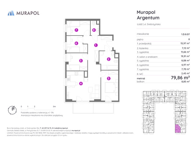 Mieszkanie w inwestycji Murapol Argentum, symbol 1.D.8.07 » nportal.pl