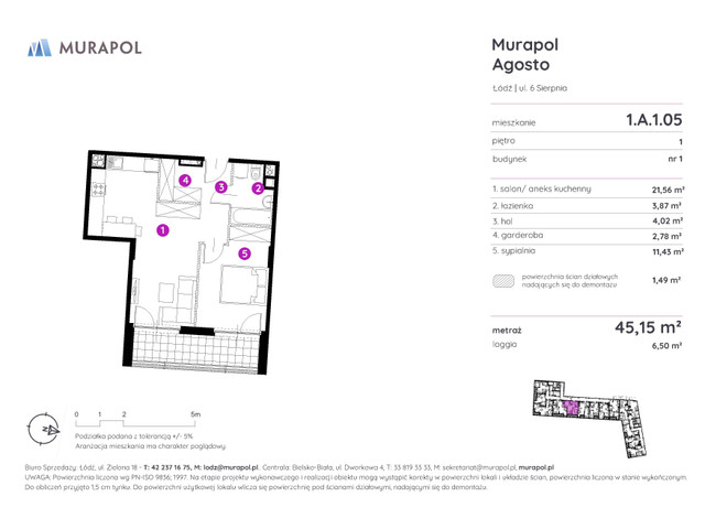 Mieszkanie w inwestycji Murapol Agosto, symbol 1.A.1.05 » nportal.pl